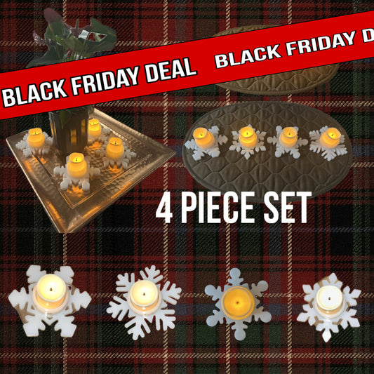 ❄️✨ Snowflake Candle Holder Set – 4